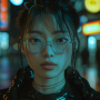 krogandoughnut_a_cyberpunk_asian_woman_with_glasses_7310aafd-a027-42d8-bfdd-604a2da78e8f.png